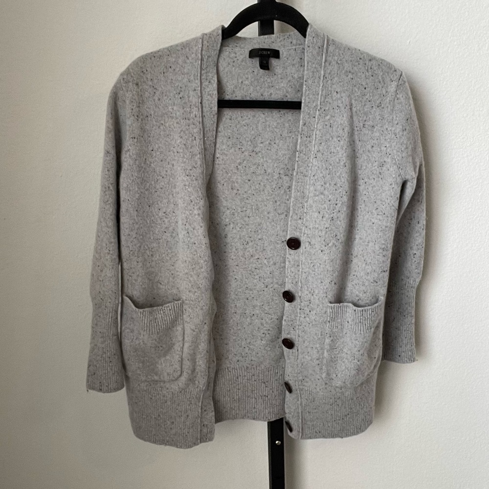 J Crew 100% Wool Grey Button Cardigan Size XS